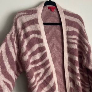 Jennifer Lopez pink zebra cardigan size Large